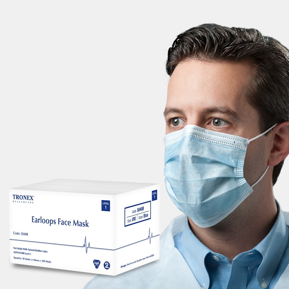 Tronex 5040B Level 1 Procedure Face Mask with Earloops – 3-Ply