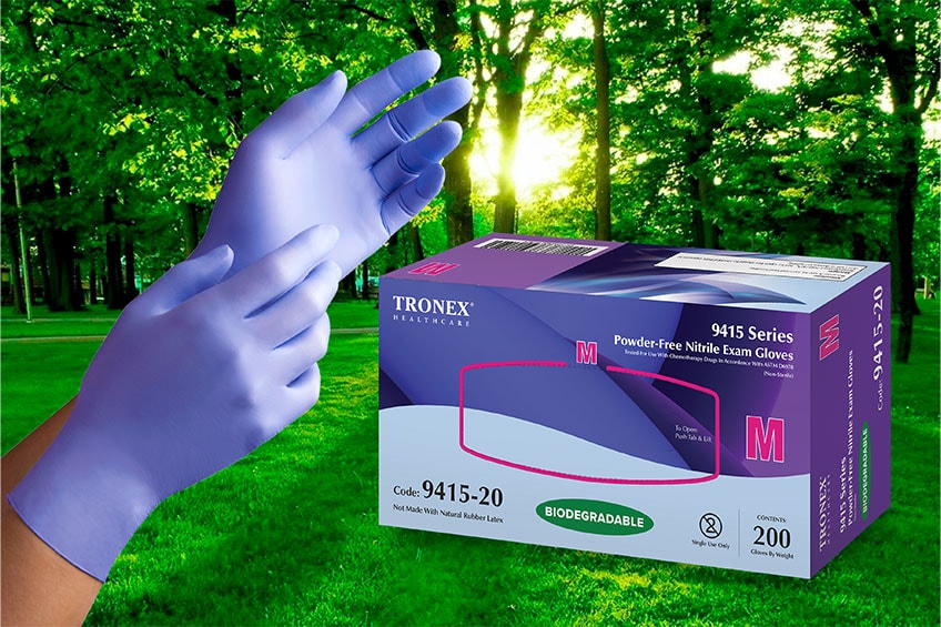 Tronex 9415 Biodegradable Nitrile Exam Gloves, Chemo-Rated, Eco-Friendly, Medical Grade